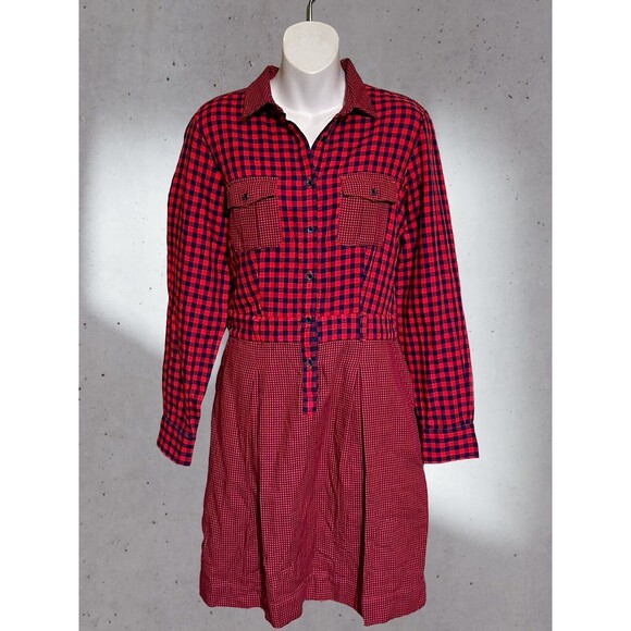 Brooks Brothers Red Fleece Plaid Flannel Shirt Dress Size 8 EUC!! - Picture 1 of 3